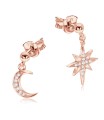 Crescent Moon And Shine With CZ Stone Silver Ear Stud STS-5552